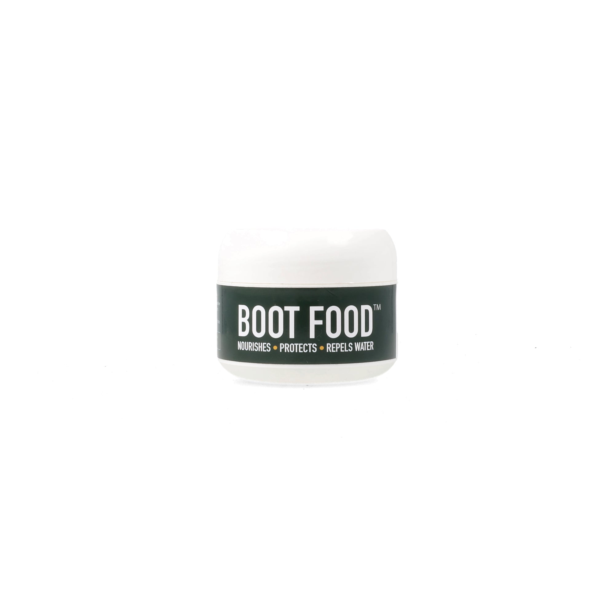 The front of a 125ml Tub of 'Boot Food' on a white background