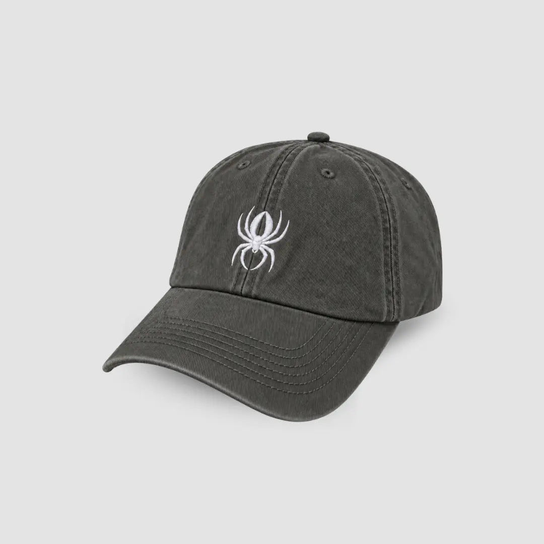 Redback Classic Dad Cap in black with a red embroidered spider logo on the front.