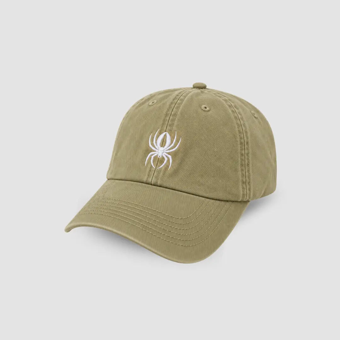 Redback Classic Dad Cap in khaki with a white embroidered spider logo on the front.